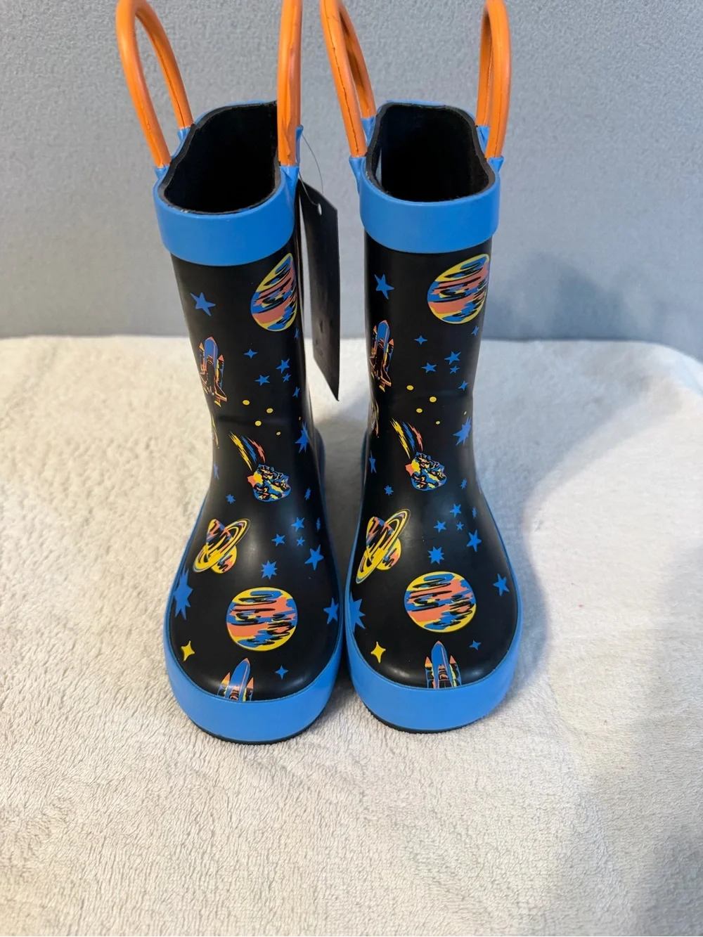 Cat & Jack Toddler Boys' Rocket Print Pull-On Rain Boots SIZE 8